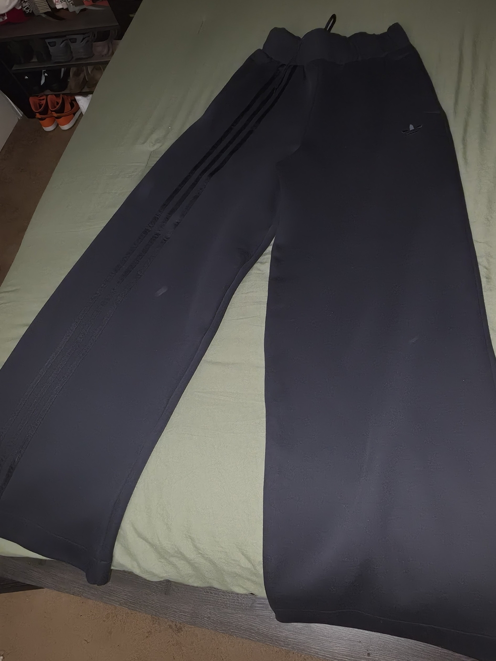 adidas Black Women's Wide-Leg Sweats/joggers with Subtle Side Stripes